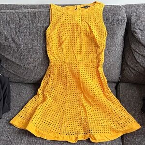 Tommy Hilfiger Yellow Sleeveless Eyelet Dress Size 0